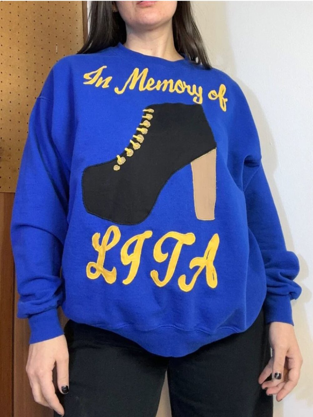 jeffrey campbell in memory of lita upcycled applique embroidered sweater